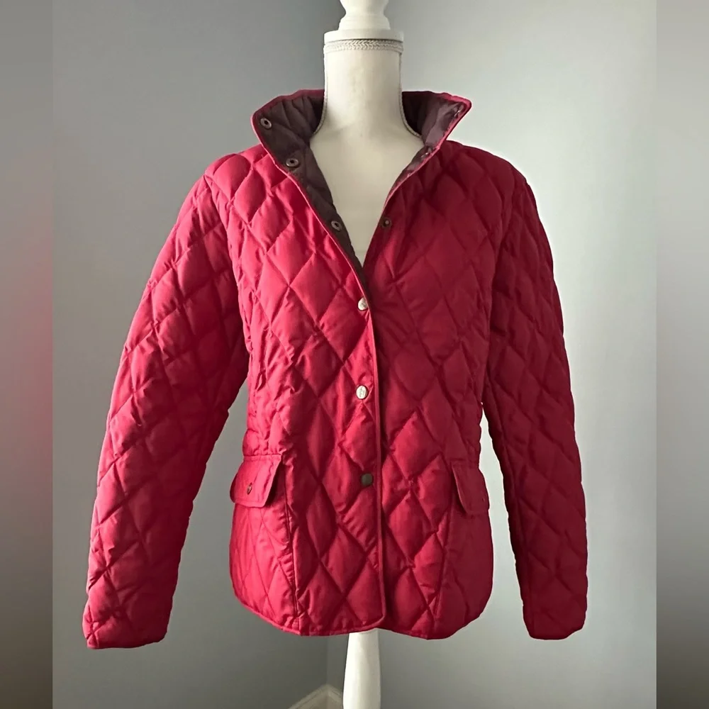 WOMENS EDDIE BAUER RED PREMIUM 550 Power Fill Quilted snap front jacket - Picture 2 of 12